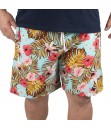 Short Estampado Tactel Elastano Extra Grande Bermuda Azul Claro